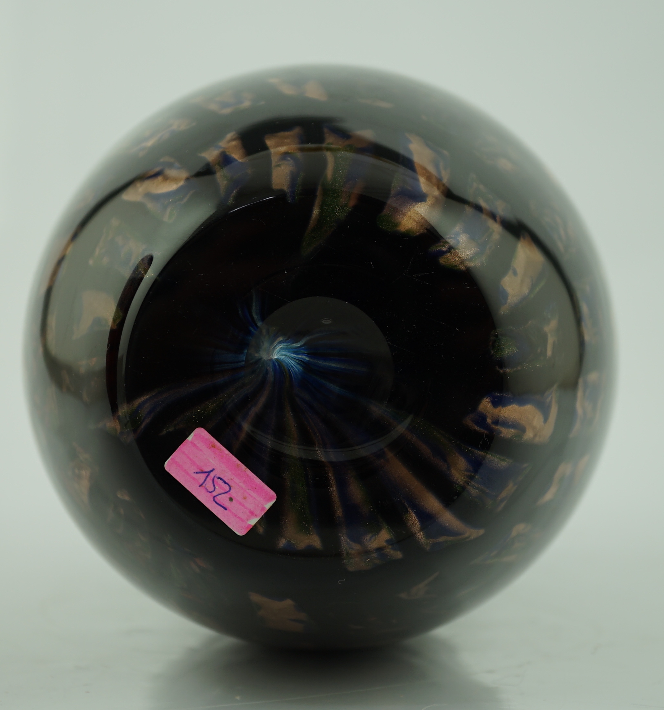 Vittorio Ferro (1932-2012) A Murano glass, black ground vase, with a spiral design of small aventurine squares, under a broad upper band, unsigned, 35.5cm, Please note this lot attracts an additional import tax of 20% on
